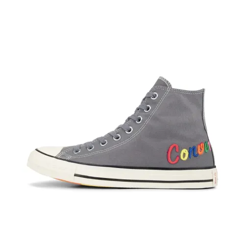 Converse Chuck Taylor All Star Радужный Высокий Топ Устойчивый к Износу Дышащий MID Топ Кеды Унисекс Серый Белый