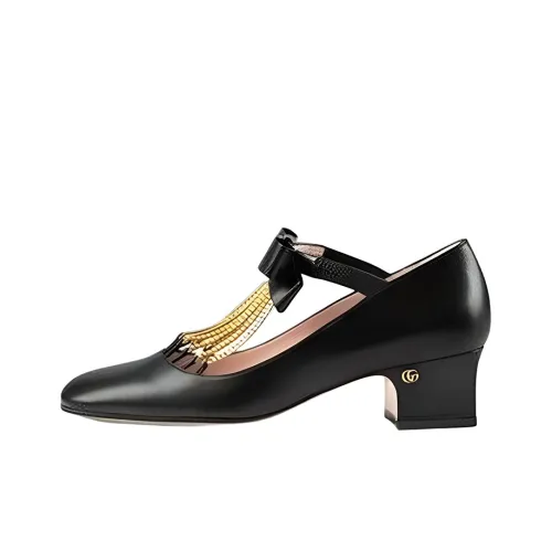 GUCCI Грубый каблук Женские повседневные туфли Женские Черный
