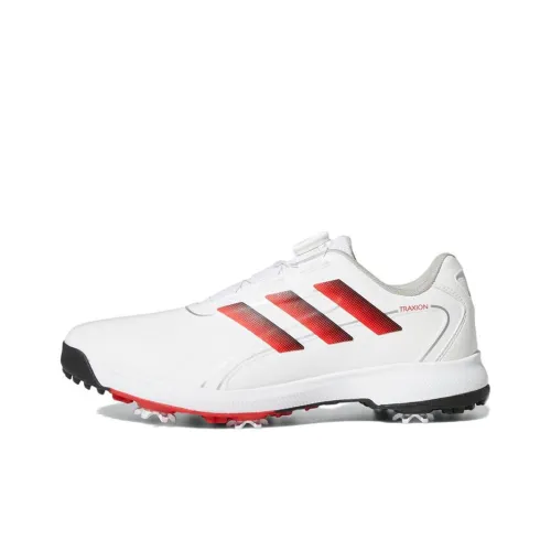 Adidas Traxion Lite Max BOA Устойчивый к истиранию Низкий Топ Обувь для гольфа Мужская Белый Красный