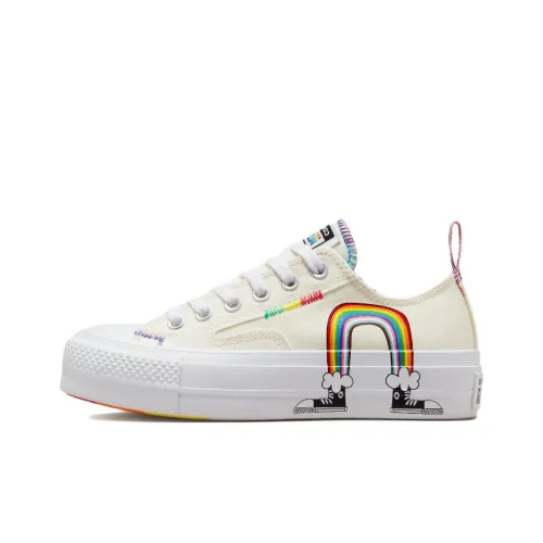Конверс All Star Lift CHUCK TAYLOR Платформа Pride Устойчивые к истиранию Низкие Кеды Унисекс Экрю