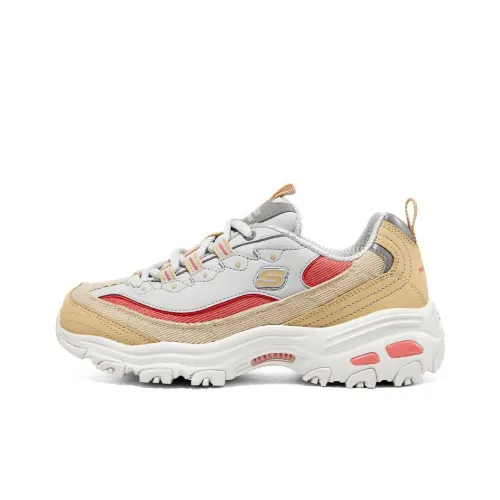 Skechers D'LITES 1,0 Молочно-чайный Медвежонок Грейпфрут Сода Низкий Топ Толстая Подошва Кроссовки Женские Белый Желтый