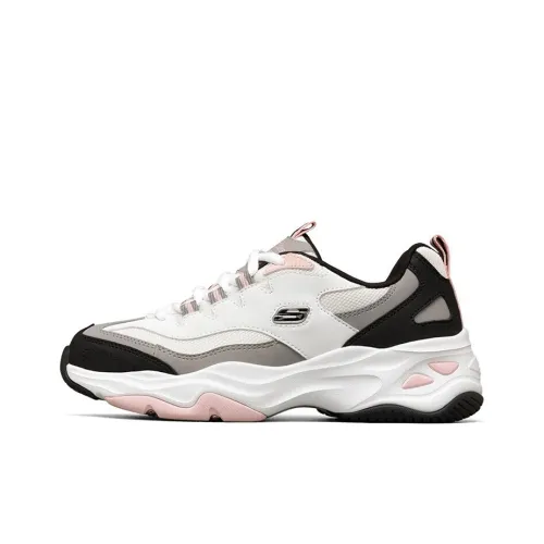 Skechers D'Lites Low Топ Толстая подошва Кроссовки Женские Белые Черные Розовые
