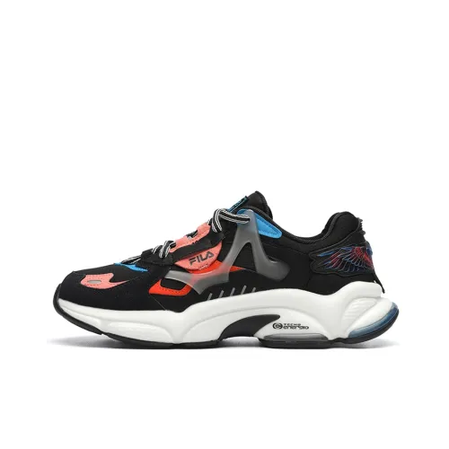 FILA FUSION FILA FUSION Marcelo Burlon Co Branded Series Амортизация Износостойкий Низкий Топ Толстая Подошва Кроссовки Мужские Черные