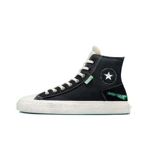 Converse Chuck Taylor Alt Star Tear Гостевой Устойчивый к истиранию Высокий Топ Кеды Унисекс Черный Зеленый