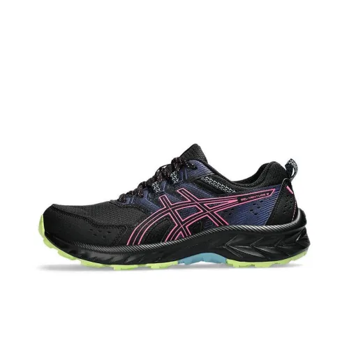 ASICS Gel Venture 9 Амортизация Устойчивость к истиранию Дышащие Низкие Кроссовки для бега Женские Черный Розовый