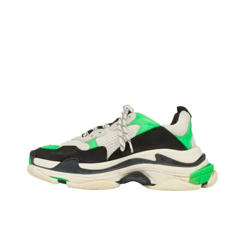 Balenciaga Triple S Low Топ Толстая подошва Кроссовки Мужские Белые Зеленые