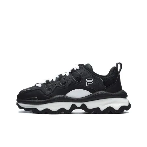 FILA FUSION QD96 Низкий Топ Толстая Подошва Кроссовки Мужские Черные Белые