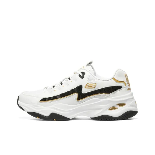 Skechers D'LITES 4,0 Low Топ Толстоподошвенные кроссовки Женские Белые Черный Золотой