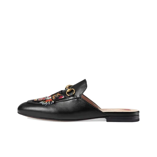 GUCCI Princetown Кожа Slipper с Злой Кошкой Женские Повседневные Туфли Женские Черный