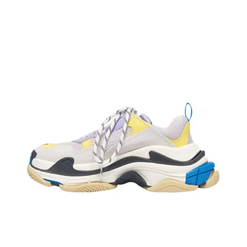 Balenciaga Triple S Low Топ Толстая подошва Кроссовки Женские Желто-белые