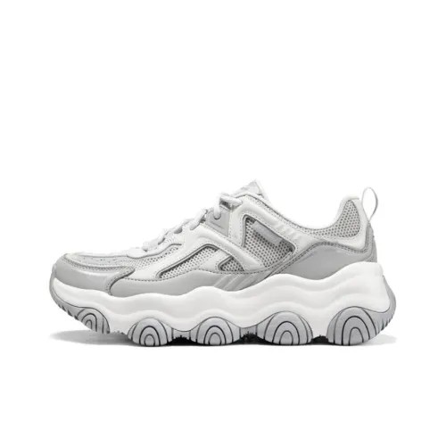 Skechers Rover X Фиолетовый Медвежонок Низкий Топ Толстая Подошва Кроссовки Женские Серые