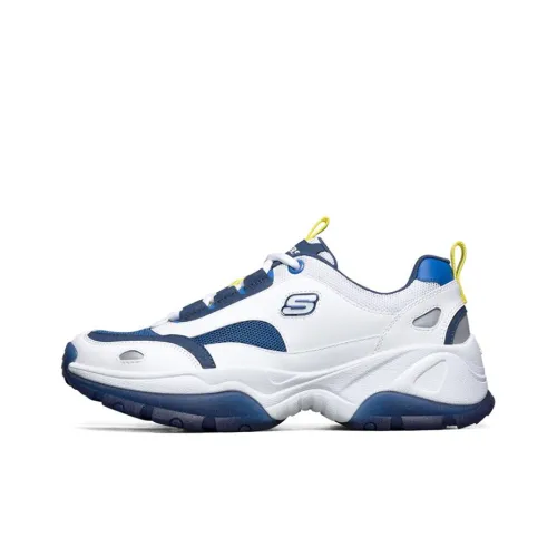 Skechers Kozmiks Амортизация Устойчивость к истиранию Дышащий Низкий Верх Тяжелая подошва Мужские Белый Синий Желтый