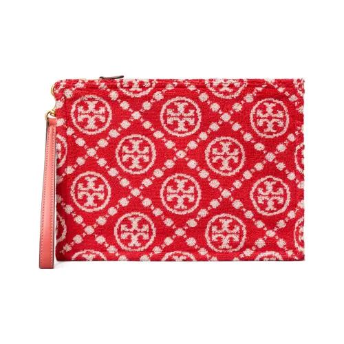 TORY BURCH T Monogram Чесаный хлопок Запястье Сумка Клатч Женские Красный