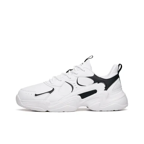 ANTA Life Collection Кожаный верх противоскользящий устойчивый к истиранию низкий топ массивные кроссовки мужские белый черный