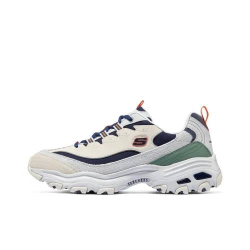 Skechers D'LITES 1,0 3 Молочно-чайный Медведи Низкие Кроссовки с Толстой Подошвой Мужские Бежево-Синие Зеленые