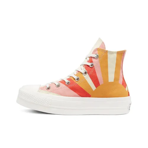 Converse Chuck Taylor All Star Hand Разрисованный Платформа Высокие Кеды High Top Женские Оранжево-розовые