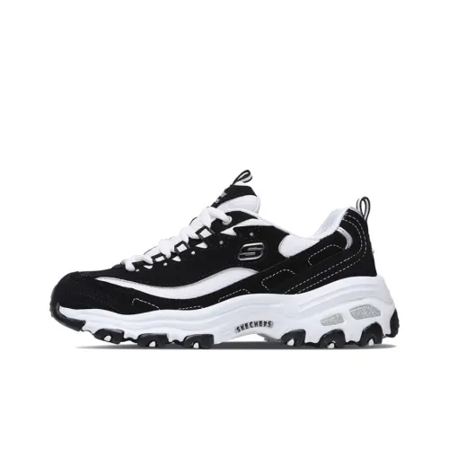 Skechers D'LITES 1,0 D'LITES Low Топ Толстая подошва Кроссовки Женские Черный Белый