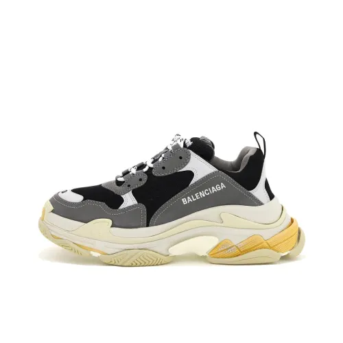 Balenciaga Triple S Low Топ Толстая подошва Кроссовки Мужские Серый Желтый
