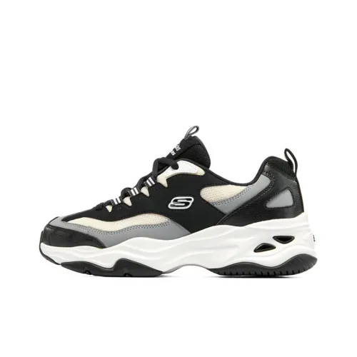 Skechers D'LITES 4,0 Low Топ Толстая подошва Кроссовки Женские Белый Черный