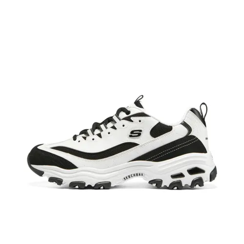 Skechers D'LITES 1,0 Высота Увеличивающие Низкие Кроссовки с Низким Верхом и Толстой Подошвой Мужские Белые Черные