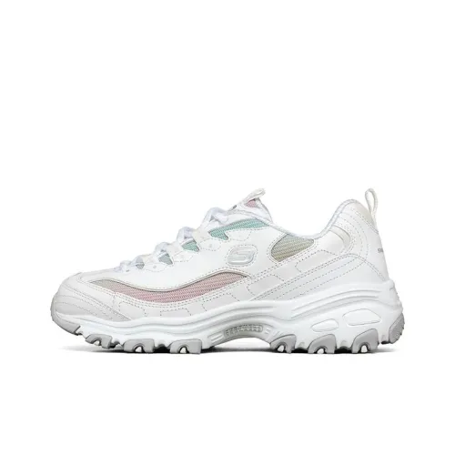 Skechers D'LITES 1,0 Low Топ Толстая подошва Кроссовки Женские Белые Многоцветные