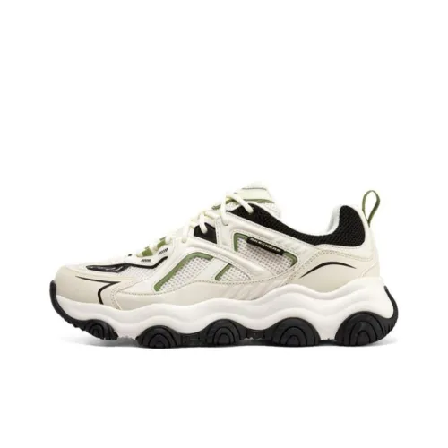 Skechers DLITES Фиолетовый Медвежонок Низкий Топ Толстая Подошва Кроссовки Мужские Бежевый Серый