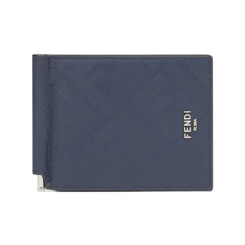 FENDI Кожа Держатель для карт кошелек Стандартный Мужской Синий