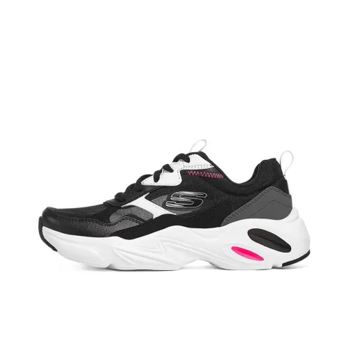 Skechers Stamina Airy Cicada Wing Обувь Низкий Топ Толстая Подошва Женская Черная Белая