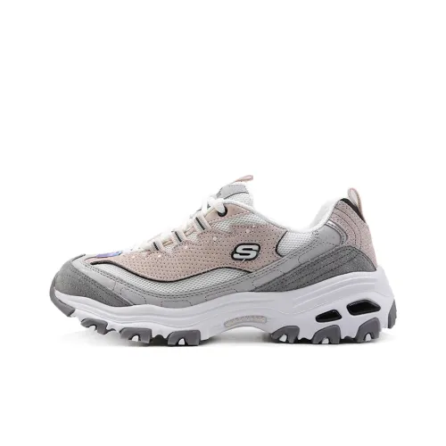 Skechers D'Lites D'Lites Collection Низкий Топ Толстая Подошва Кроссовки Женские Белые Розовые