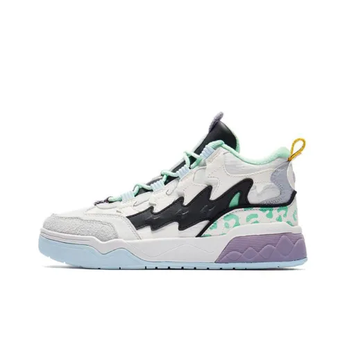 QIAODAN The Great Demon King Термические противоскользящие высокие кроссовки для скейтбординга Женские Белые Зеленые