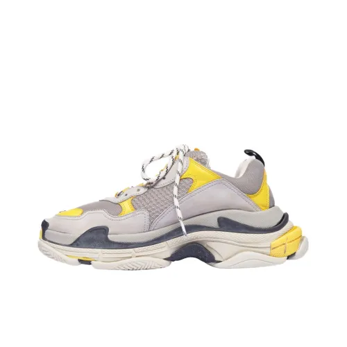 Balenciaga Triple S Low Топ Толстая подошва Кроссовки Мужские Серый Желтый