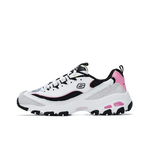 Skechers Молочно-чайный Медвежонок Поддержка Баланс Низкий Топ Кроссовки с Толстой Подошвой Женские Черный Розовый Многоцветный