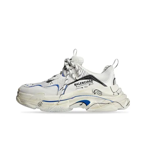 Balenciaga Triple S Low Топ Толстоподошвенные кроссовки Женские Белые Потертый