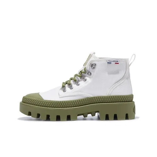 Palladium Pampa Износостойкие Высокие Кеды Унисекс Ярко-белый Зеленый