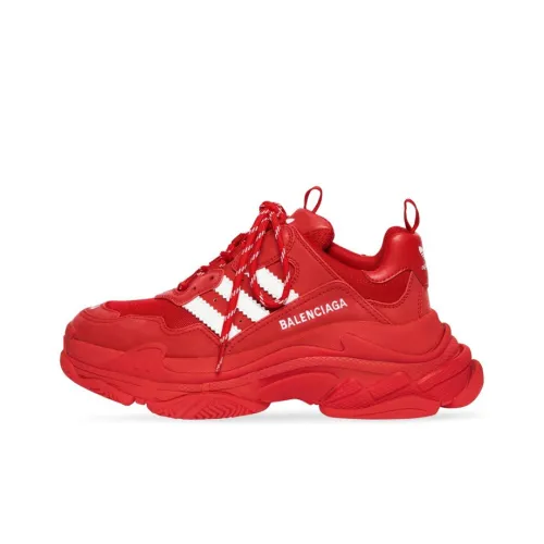 Adidas Originals x Balenciaga Triple S Low Топ Толстая подошва Кроссовки Мужские Красные Белые
