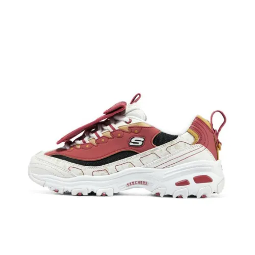 Skechers D'Lites Красный конверт Низкий топ Кроссовки с толстой подошвой Женские Белый Синий Красный