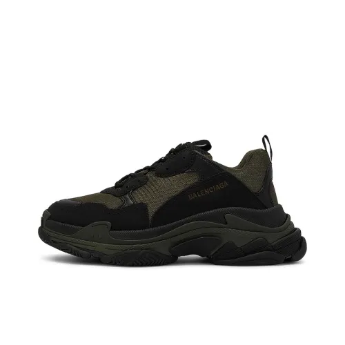 Balenciaga Triple S Low Топ Толстая подошва Кроссовки Мужские Зеленый Черный