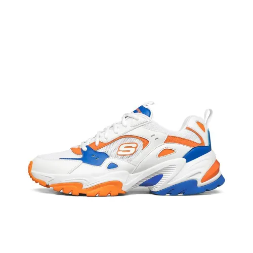 Skechers Stamina V2 Low Топ Толстая подошва Кроссовки Мужские Белый Оранжевый Синий