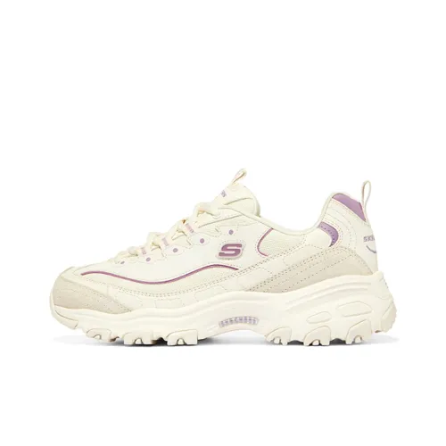 Skechers Greece Sports Collection Низкий топ Толстая подошва Кроссовки Женские Бежевый Белый Фиолетовый