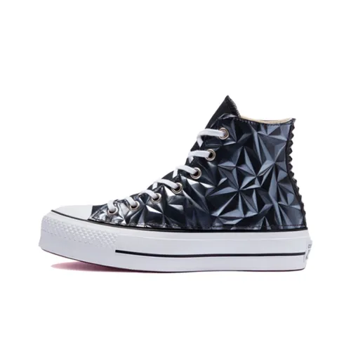 Converse Chuck Taylor All Star Платформа Металл Кожа Высокие Кеды Женские Асфальт