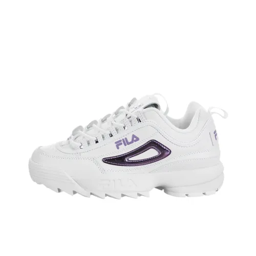 FILA Disruptor 2 Low Топ Толстоподошвенные кроссовки Женские Белые Фиолетовые Корейский стиль