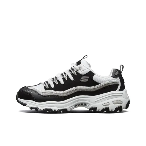 Skechers D'Lites Амортизация Легкий Увеличение Высоты Низкий Топ Кроссовки с Толстой Подошвой Женские Черный Белый