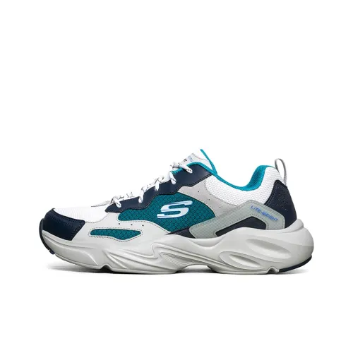 Skechers Stamina Airy Low Топ Толстая подошва Кроссовки Мужские Белый Синий Зеленый