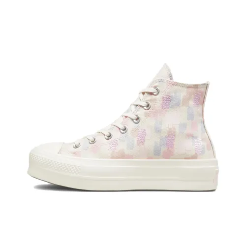 Converse Chuck Taylor All Star Lift Платформа Inked High Топ Кеды Женские Белые Розовые Фиолетовые