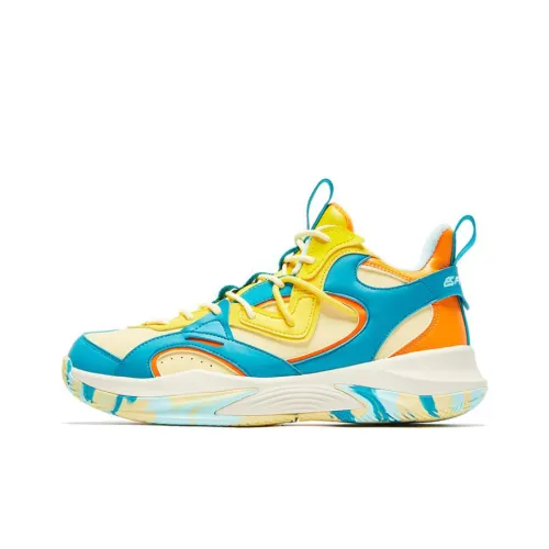 QIAODAN Slip-resistant Abrasion-resistant Thermal MID Basketball Shoes Men's Yellow QIAODAN Противоскользящий Износостойкий Термический MID Баскетбольные кроссовки Мужские Желтые