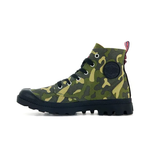Palladium Pampa Hi Outzip противоскользящие устойчивые к истиранию дышащие высокие кеды мужские зеленый камуфляж