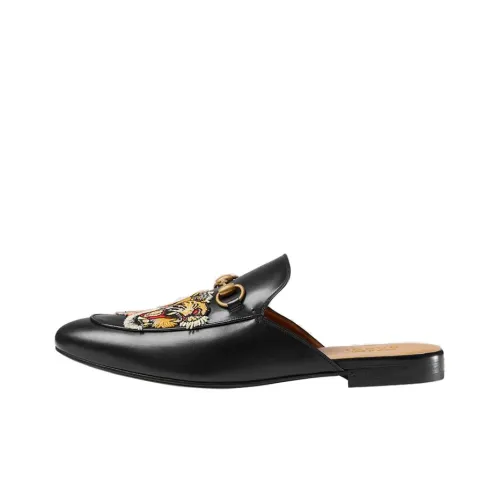 GUCCI Princetown Домашние тапочки с плоской подошвой мужской черный