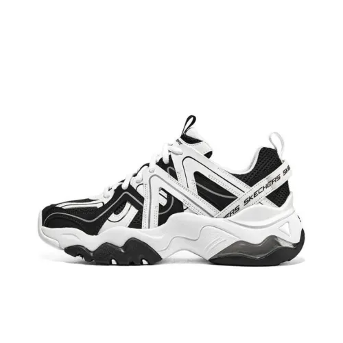 Skechers D'LITES 3,0 AIR 3,0 Воздух Устойчивые к истиранию Низкий Топ Толстая подошва Кроссовки Женские Черный Белый