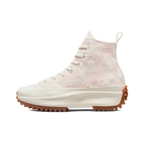 Converse Run Star Hike Crafted Жаккард Платформа Высокие Кеды Унисекс Розовые Белые