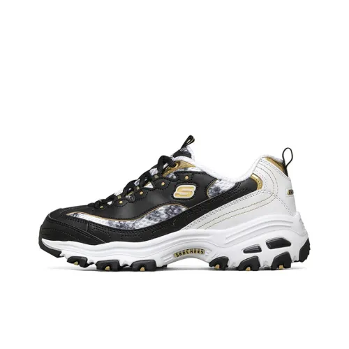 Skechers D'Lites Low Топ Толстая подошва Кроссовки Женские Черный Золото